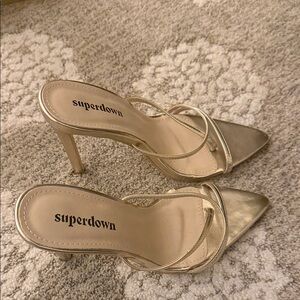 NWOT Superdown Metallic Gold Heels